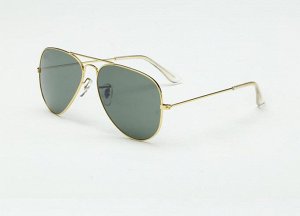 Солнцезащитные очки болотные в тонкой золотой оправе