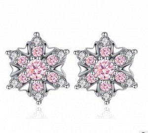 Серьги из стерлингового серебра с искусственными камнями розового цвета
