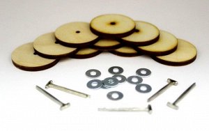 Набор шплинтов для изготовления игрушек 5шт и дисков 10шт, 4.5*0.2см.