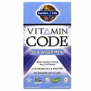 Garden of Life, Vitamin Code, мультивитамины из цельных продуктов для мужчин от 50 лет, 240 вегетарианских капсул