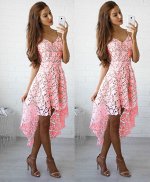Платье кружевное розовое