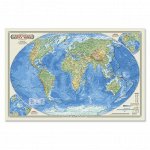 Карта настольная. Мир Физический. М1:55 млн. 58х38 см. ЛАМ ГЕОДОМ