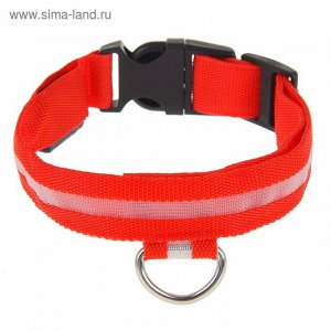 Ошейник с подсветкой, S, 38-40 см, 3 режима свечения, красный