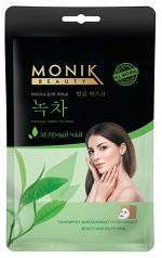 MONIK BEAUTY Тканевая маска для лица с экстрактом ЗЕЛЕНОГО ЧАЯ