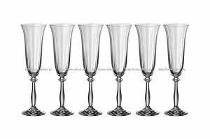 Набор бокалов для шампанского из 6 шт."анжела оптик" 190 мл. высота=24 см. (кор=1набор.)