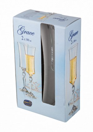 Набор бокалов для шампанского  из 2 шт. "грейс" 190 мл..высота=24,5 см. (кор=1набор.)