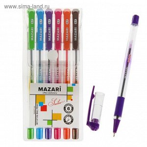 Набор ручек шариковых 6 цветов Sailor Smart ink, узел 0.7мм, игольчатый пишущий узел, резиновый упор