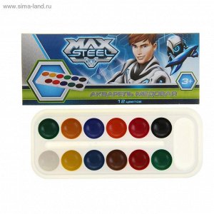Акварель медовая 12 цветов Max Steel, без кисти
