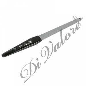 Пилка для искусственных и натуральных ногтей металлическая DI VALORE прорезиненная черная ручка