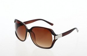 Солнцезащитные очки коричневые с серебряной прямоугольной рифленой вставкой на душке