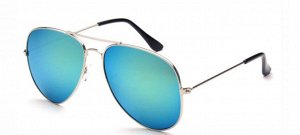 Солнцезащитные очки синие в тонкой серебряной оправе
