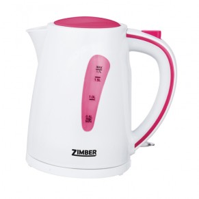 Чайник 10841-ZM Чайник ZIMBER, пластиковый, дисковый, 1.7 л, белый-розовый