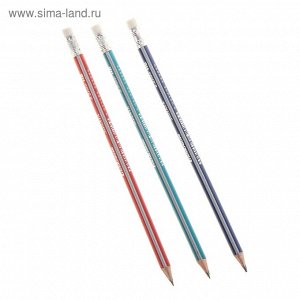 Карандаш чёрнографитный с ластиком SONATA (HB), МИКС, EK 32988