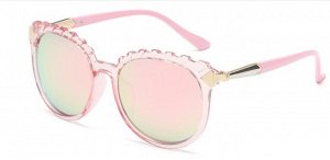 Солнцезащитные очки с выпуклыми треугольниками по верхнему краю розовой оправы