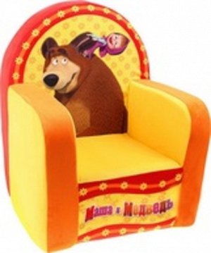 АСи131 2045--Игрушка кресло с чехлом Маша и Медведь 53*41*32 см. с муз. элем.