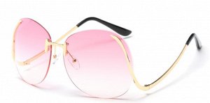 Солнцезащитные очки без оправы розовые с изогнутыми дужками