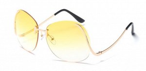 Солнцезащитные очки без оправы желтые с изогнутыми дужками