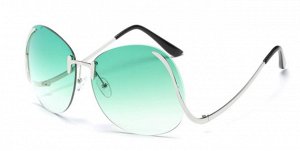 Солнцезащитные очки без оправы бирюзовые с изогнутыми дужками