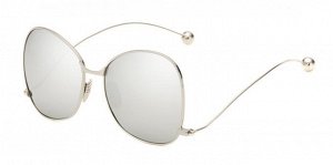 Поляризованные очки зеркальные в тонкой металлической оправе и с изогнутой дужкой