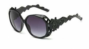 Солнцезащитные очки черные в форме многогранника с резными дужками