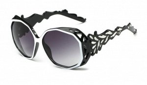 Солнцезащитные очки черно-белые в форме многогранника с резными дужками