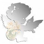 Зеркальный магнит Ангел с птичкой