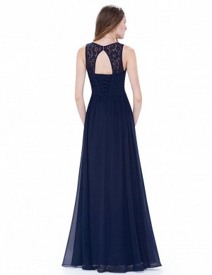 Элегантное вечернее длинное темно-синее платье с V-образным вырезом
