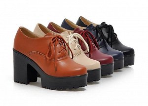 Ботинки цвет ЧЕРНЫЙ
Осенние ботинки на высоком каблуке и толстой подошве, на шнуровке
Высота каблука 9,5см Подошва 3-4 см