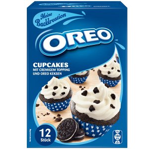 Кексы Oreo Cupcakes — это набор для приготовления изумительных кексов. В упаковке есть почти все необходимое: 12 формочек, пакетик с крошкой шоколадного печенья Oreo, пакетик с крем-пудрой и пакетик с