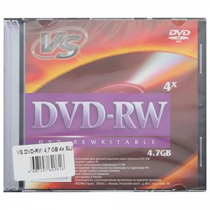 Диски DVD-RW VS 4,7Gb 4x Slim Case КОМПЛЕКТ 5шт VSDVDRB5001
