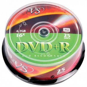 Диски DVD+R VS 4,7Gb 16x 25шт Cake Box VSDVDPRCB2501 (ш/к -