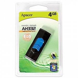 Флэш-диск 4GB APACER Handy Steno AH332 USB 2.0, черный, AP4G