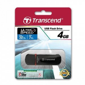 Флэш-диск 4GB TRANSCEND JetFlash 600 USB 2.0, черный, TS4GJF