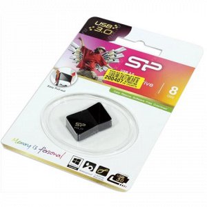 Флэш-диск 8GB SILICON POWER J08  USB 3.0, черный, SP008GBUF3