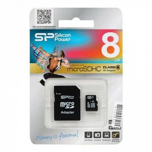 Карта памяти micro SDHC 8Gb SILICON POWER скорость передачи