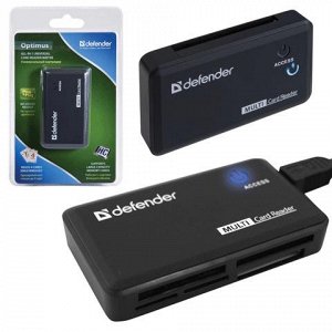 Картридер DEFENDER OPTIMUS USB 2.0, порты SD/MMC, TF, M2, MC