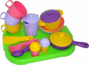 Набор детской посуды "Хозяюшка" с подносом на 3 персоны