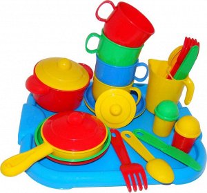 Набор детской посуды "Хозяюшка" с подносом на 4 персоны
