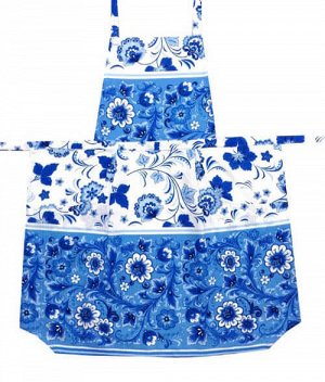 Фартук кухонный, вафельная ткань, два кармана (Сказка, синий