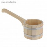 Ковш-черпак с горизонтальной ручкой 1,5 л, липа, обод нержавеющая сталь