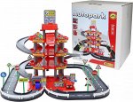 Паркинг 4-уровневый с дорогой и автомобилями (красный) (в коробке)