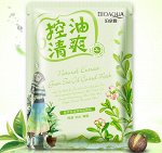 Освежающая и сужающая поры маска для лица «BIOAQUA» с экстрактом зеленого чая.