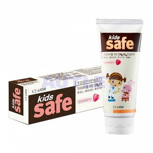 CJ Lion Детская зубная паста "Kids Safe" со вкусом клубники, от 3-х до 12 лет, 90 гр