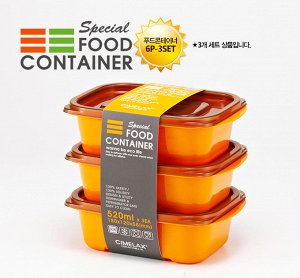 Набор "CIMELAX SPECIAL" из 3-х контейнеров пищевых с крышками, 520мл*3шт.