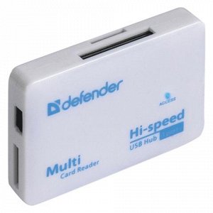 Картридер+USB хаб  DEFENDER COMBO TINY, USB 2.0, порты SD/MM