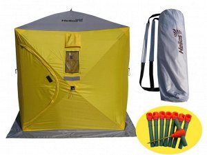 Палатка  зимняя Куб 1,8х1,8 yellow/gray Helios (HS-ISC-180YG)