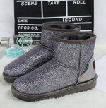 угги с блёстками с зеркальными задниками