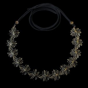 Ободок Кленовый лист (замшевый шнур, античное золото)