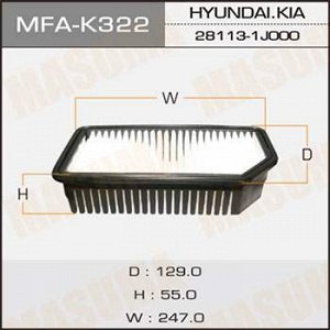 Воздушный фильтр A9319 MASUMA LHD HYUNDAI/ i20/ V1200, V1400, V1600 08- (1/40)