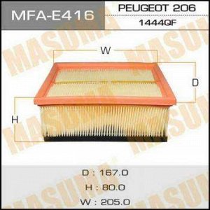Воздушный фильтр MASUMA LHD PEUGEOT/ 206/ V1600, V2000 98- (1/20)